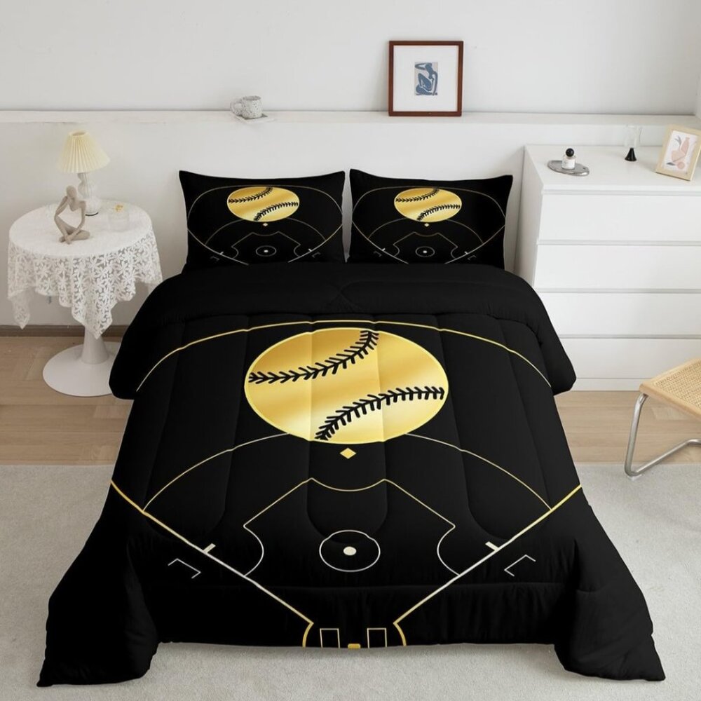 NEW Feelyou Kids Baseball Comforter Set Boys Girls Sport Bedding Twin Set